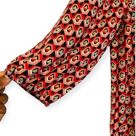 Pleione Geometric 3/4 Sleeve Blouse Size Small - Picture 2 of 5